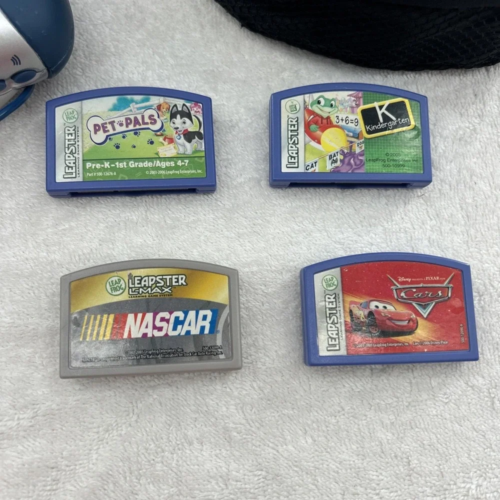 2005 LeapFrog Leapster w/Case & 4 Games - EVERYTHING IS UNTESTED NASCAR Cars Pet